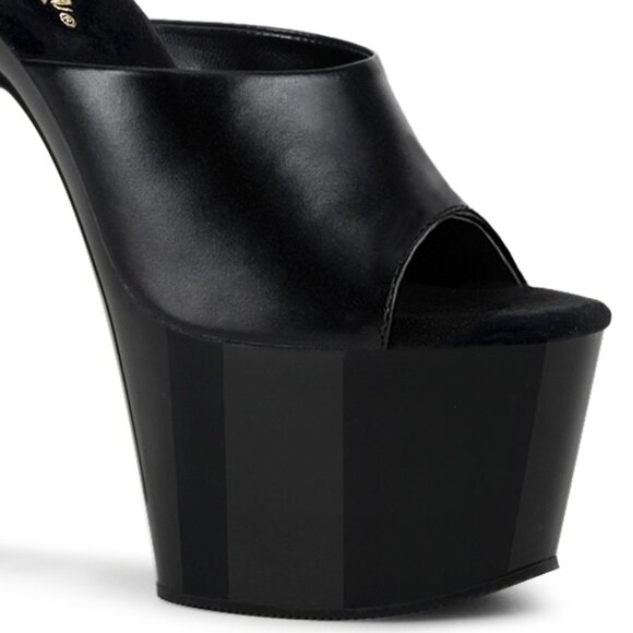 Black Ultra Platform High Heel Slides | Sexy Open Toe Mules for Women - Picture 5 of 5